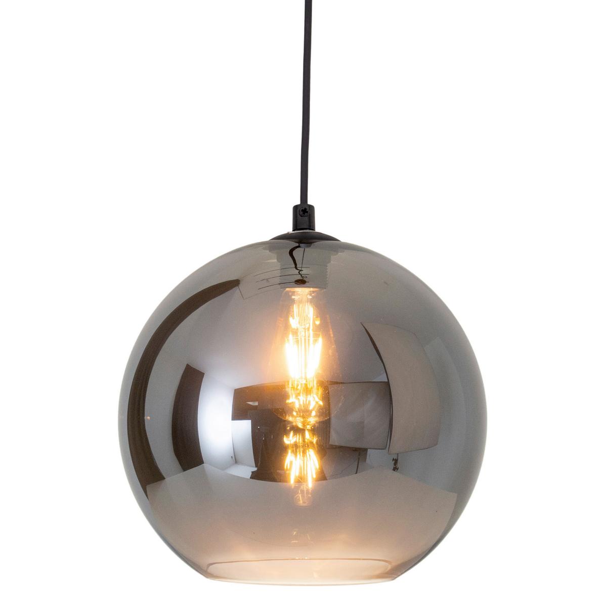 Hängeleuchte Vaso H: 125 Cm 1-Flammig, Kugelform - Silberfarben/Schwarz, Design, Glas/Kunststoff (25/125cm) - Näve