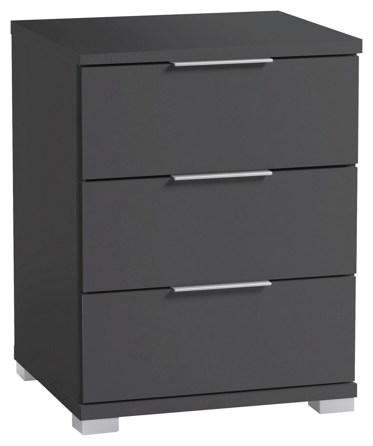 Nachtkästchen Smilla 3l G - Alufarben/Graphitfarben, KONVENTIONELL, Holzwerkstoff (46/61/42cm)