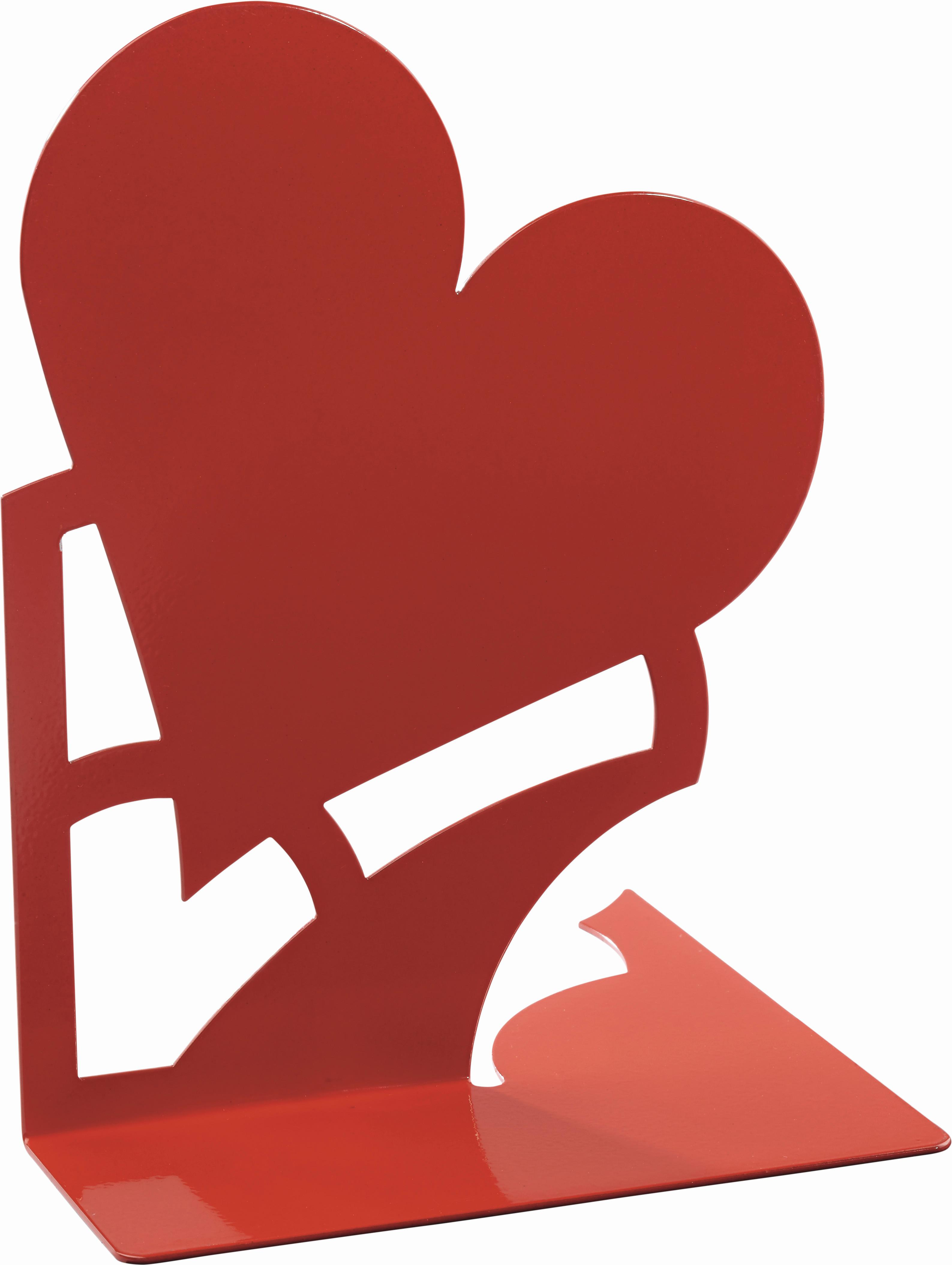 PODPĚRA KNIH MON AMOUR - červená, kov (14,6/19/14,5cm)