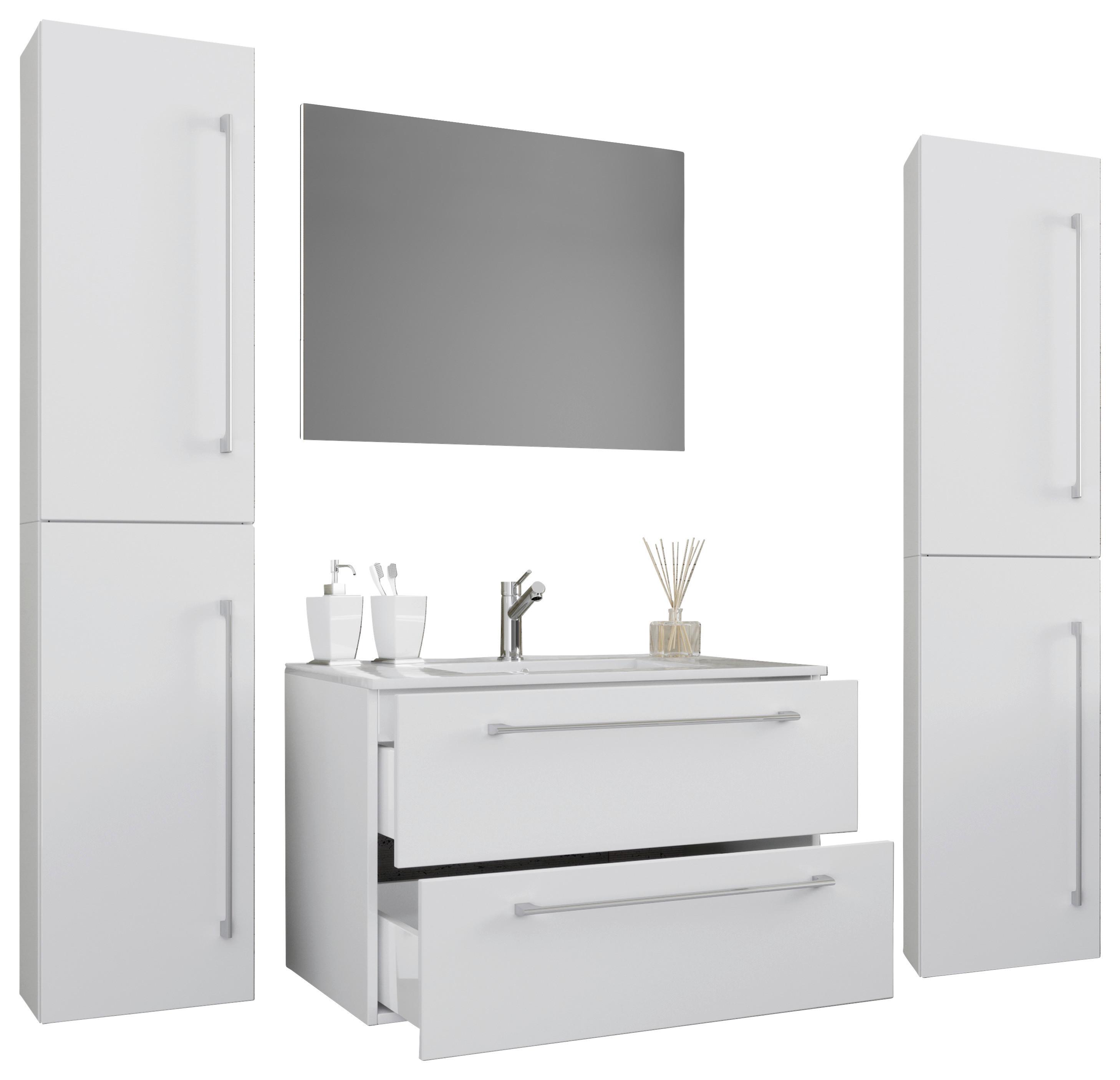 Badezimmer Badinos 5-Teilig Weiß B: 146 cm - Weiß, MODERN, Keramik/Holzwerkstoff (147cm) - MID.YOU