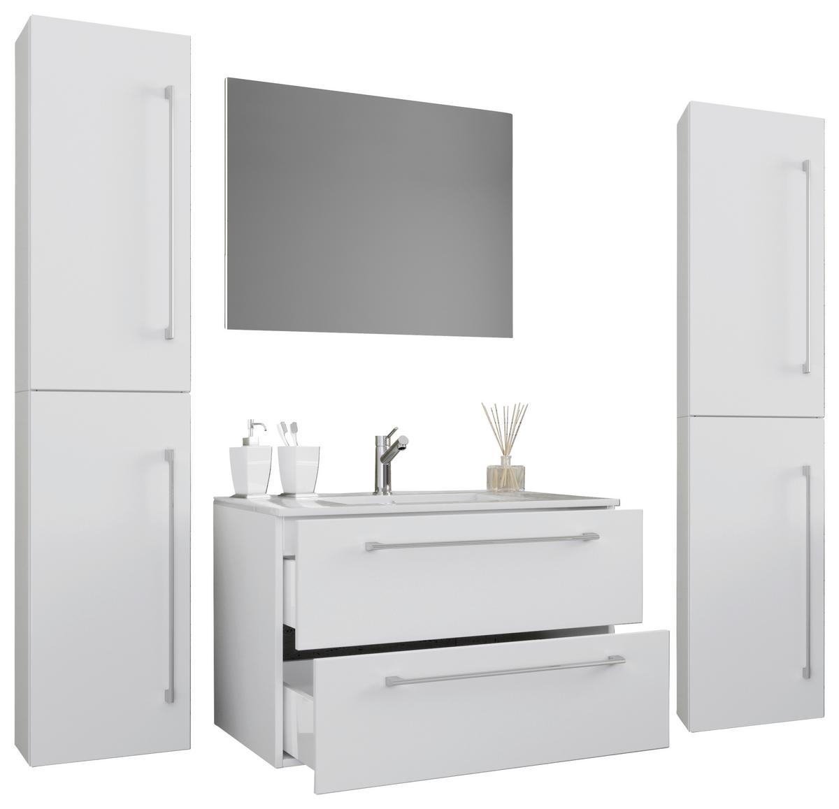 Badezimmer Badinos 5-Teilig Weiß B: 146 cm - Weiß, MODERN, Keramik/Holzwerkstoff (147cm) - MID.YOU