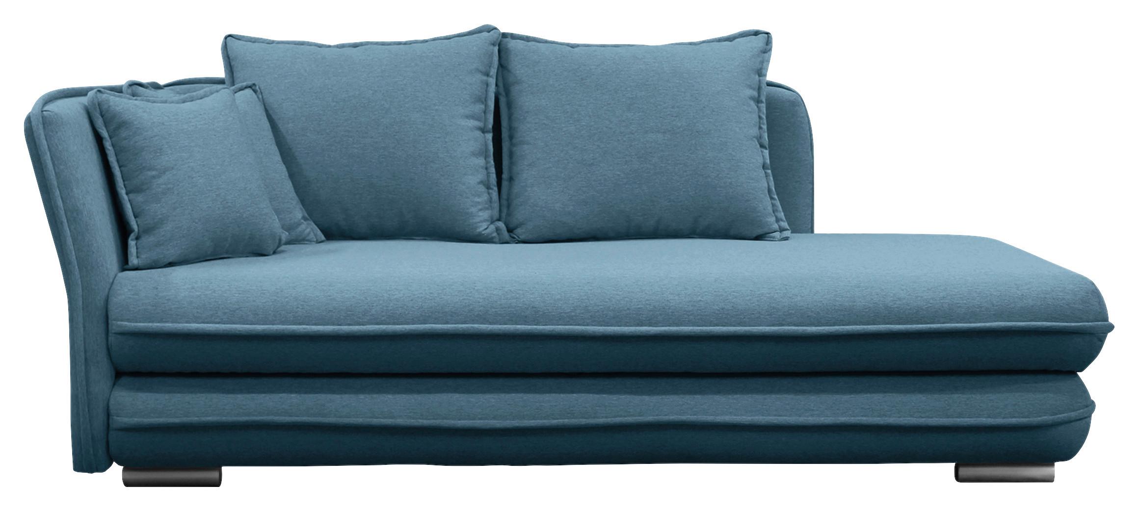 Liege LATTE Petrolfarben inkl. Bettkasten Ottomane links - Blau/Silberfarben, Design, Textil (107/84-99/224cm) - MID.YOU