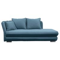 Liege LATTE Petrolfarben inkl. Bettkasten Ottomane links - Blau/Silberfarben, Design, Textil (107/84-99/224cm) - MID.YOU