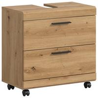 Waschbeckenunterschrank Scout Eiche Artisan Dekor B: 60cm - Schwarz/Eiche Artisan, Trend, Holzwerkstoff (60/60/34cm) - MID.YOU