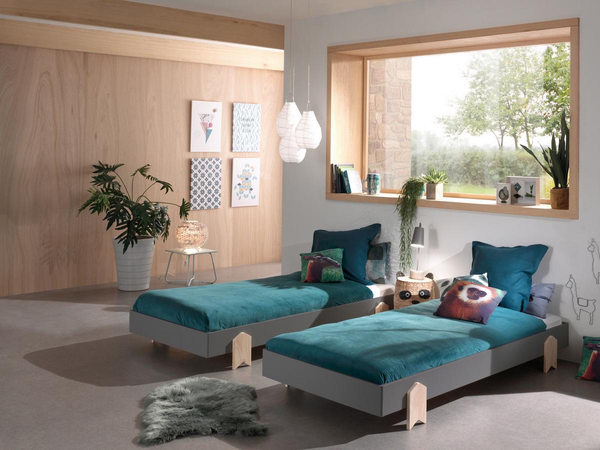 Stohovatelná postel MODULO - barvy borovice/šedá, Moderní, dřevo/kompozitní dřevo (90/200cm) - MID.YOU