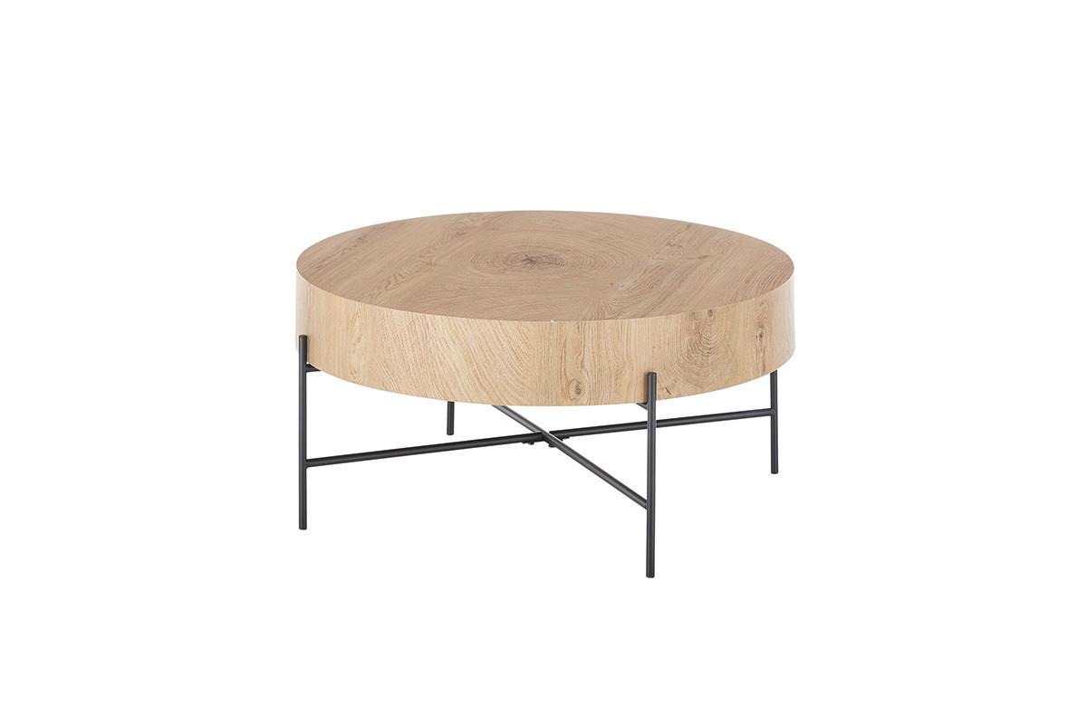 Dohányzóasztal Manacor - Tölgyfa/Fekete, modern, Faalapú anyag/Fém (80/36cm)