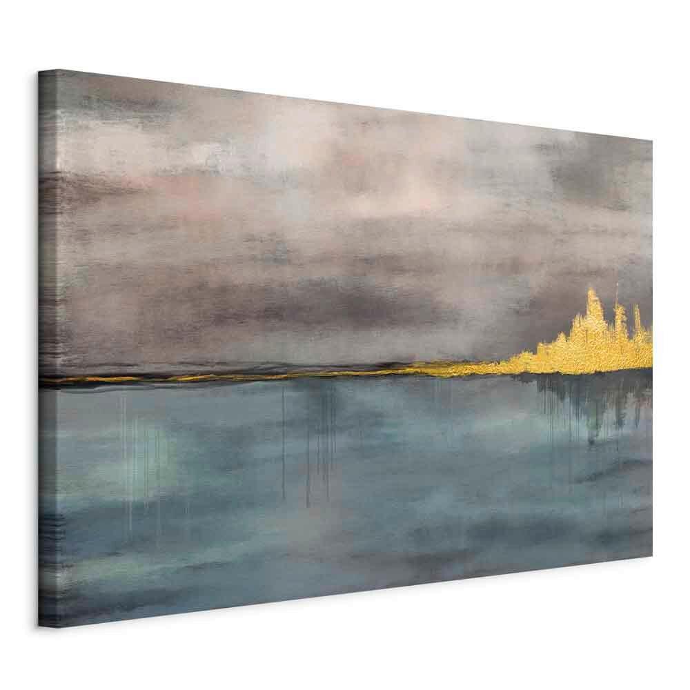 Leinwandbild City Goldfarben Graublau B: 120 cm - Graublau/Goldfarben, Basics, Holz/Textil (120/80/1,2cm) - artgeist