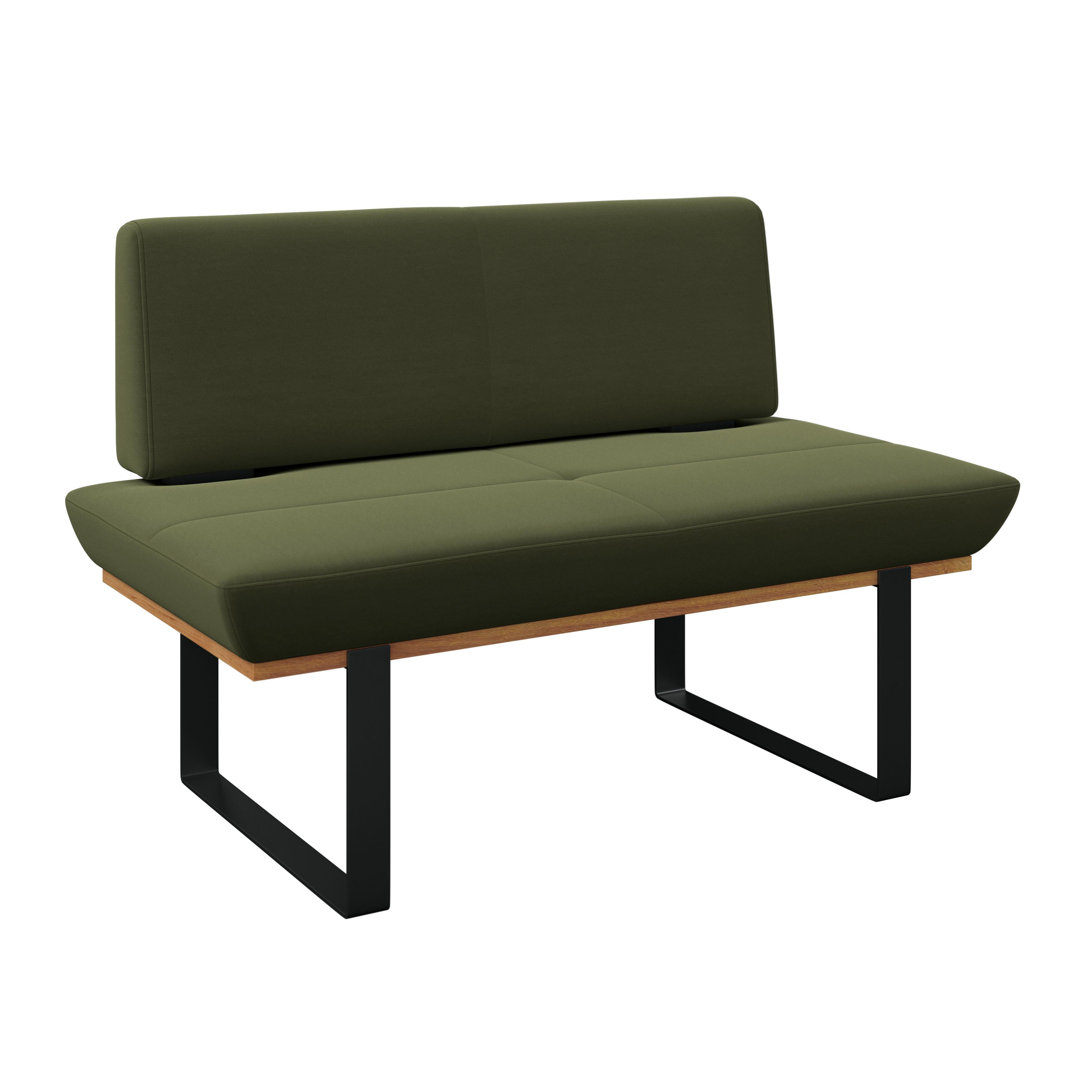 Sitzbank Tristan Webstoff moosgrün, B: 130cm - Schwarz/Grün, MODERN, Holz/Textil (130/48/90cm) - James Wood