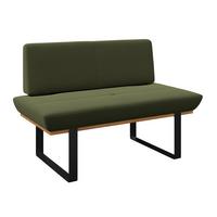 Sitzbank Tristan Webstoff moosgrün, B: 130cm - Schwarz/Grün, MODERN, Holz/Textil (130/48/90cm) - James Wood