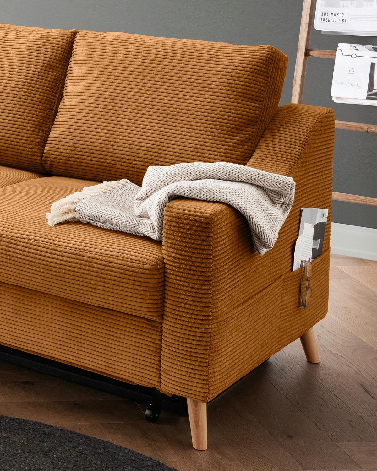 Ecksofa Valentina Goldfarben S: 200x230 Cm - Goldfarben/Naturfarben, MODERN, Textil (200/230cm) - Livetastic