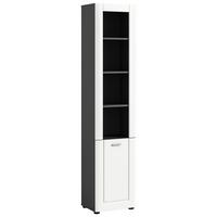 Badezimmer Hochschrank Lago 40x188 cm Weiß Matt/ Grau - Schwarz/Weiß, MODERN, Holzwerkstoff (40/188/34cm) - MID.YOU