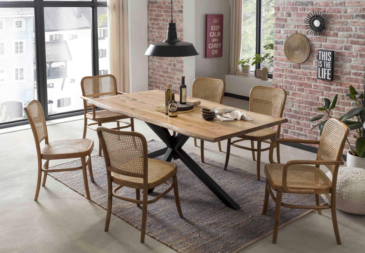 ESSTISCH Schwarz/Naturfarben L: 160cm - Schwarz/Naturfarben, MODERN, Holz/Metall (160/85/78cm) - MID.YOU
