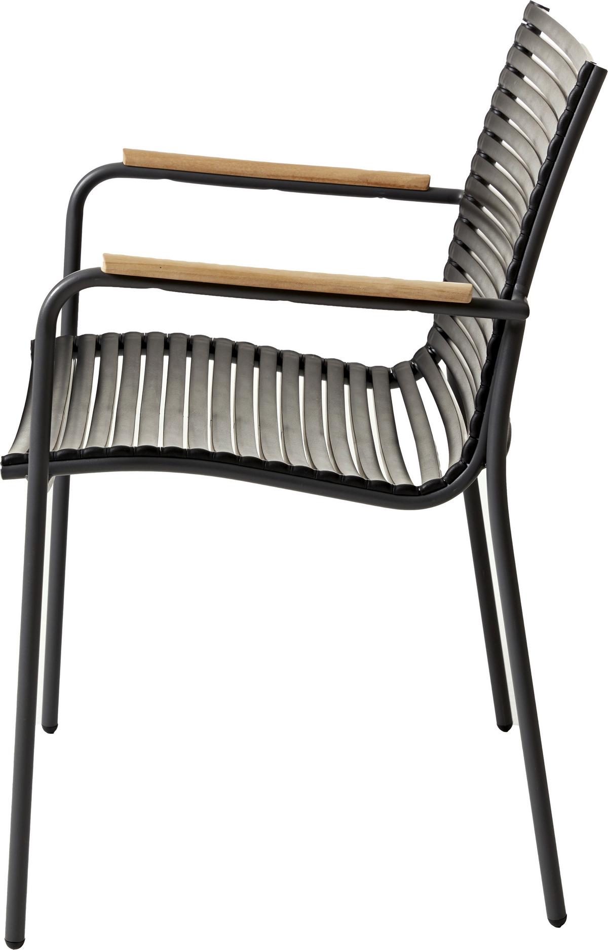 Gartensessel Stapelbar Mood Classic Kunststoff - Anthrazit/Schwarz, KONVENTIONELL, Holz/Kunststoff (60/84/56cm) - Gardenson