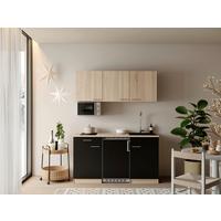 MINIKÜCHE Ingrid, Schwarz B: 150 cm - Eichefarben/Schwarz, Design, Holzwerkstoff (150cm) - Respekta