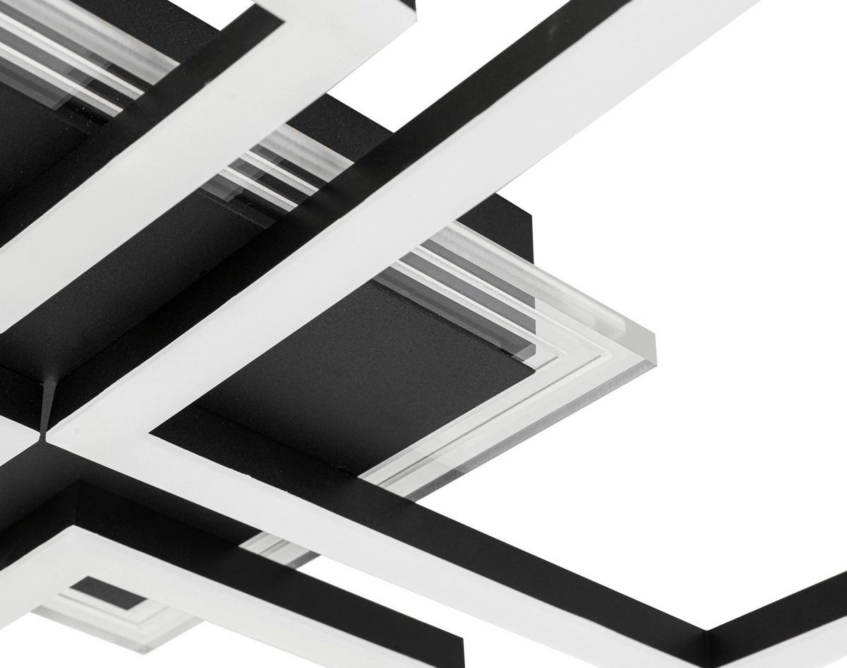 LED-Deckenleuchte Valentin - Transparent/Schwarz, MODERN, Kunststoff/Metall (62,5/45/6,5cm) - Luca Bessoni