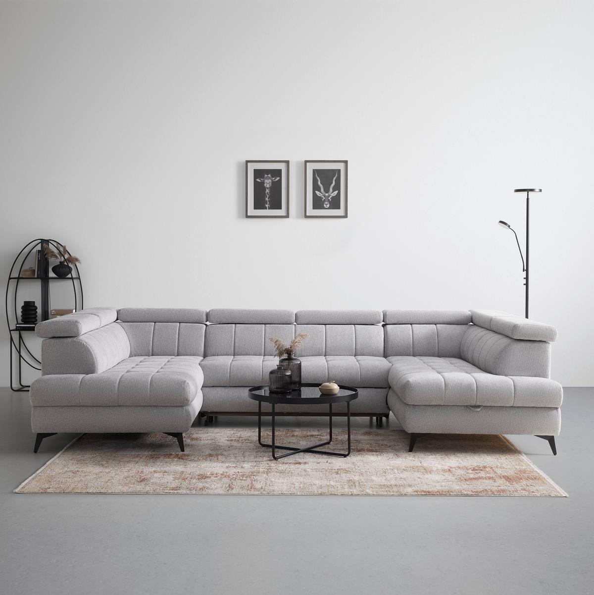 Sedací souprava LOOK, pravá, stříbrná - barvy stříbra/černá, Moderní, kov/dřevo (343/82-100/195cm) - Mömax