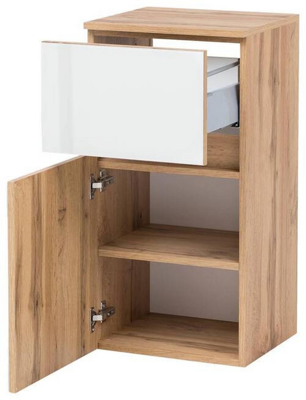 Badmöbel-Set 6-Tlg. inkl. LED Helsinki, Weiß/Eiche - Eichefarben/Weiß, KONVENTIONELL, Glas/Holzwerkstoff (160cm) - Held