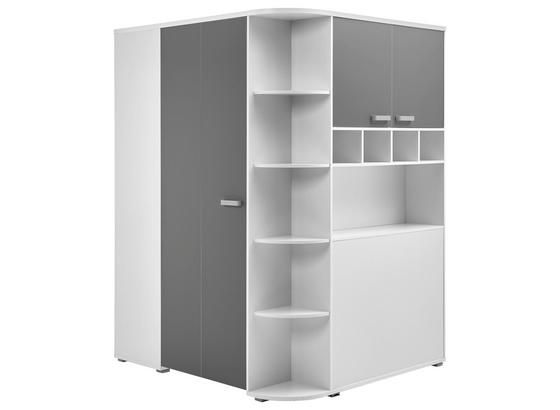 Eckschrank Begehbar mit Regal 146,4cm Yorisd, Weiß/Grau - Weiß/Grau, Design, Holzwerkstoff (146,4/199/133cm) - MID.YOU Eckschrank Begehbar mit Regal 146,4cm Yorisd, Weiß/Grau - Weiß/Grau, Design, Holzwerkstoff (146,4/199/133cm) - MID.YOU