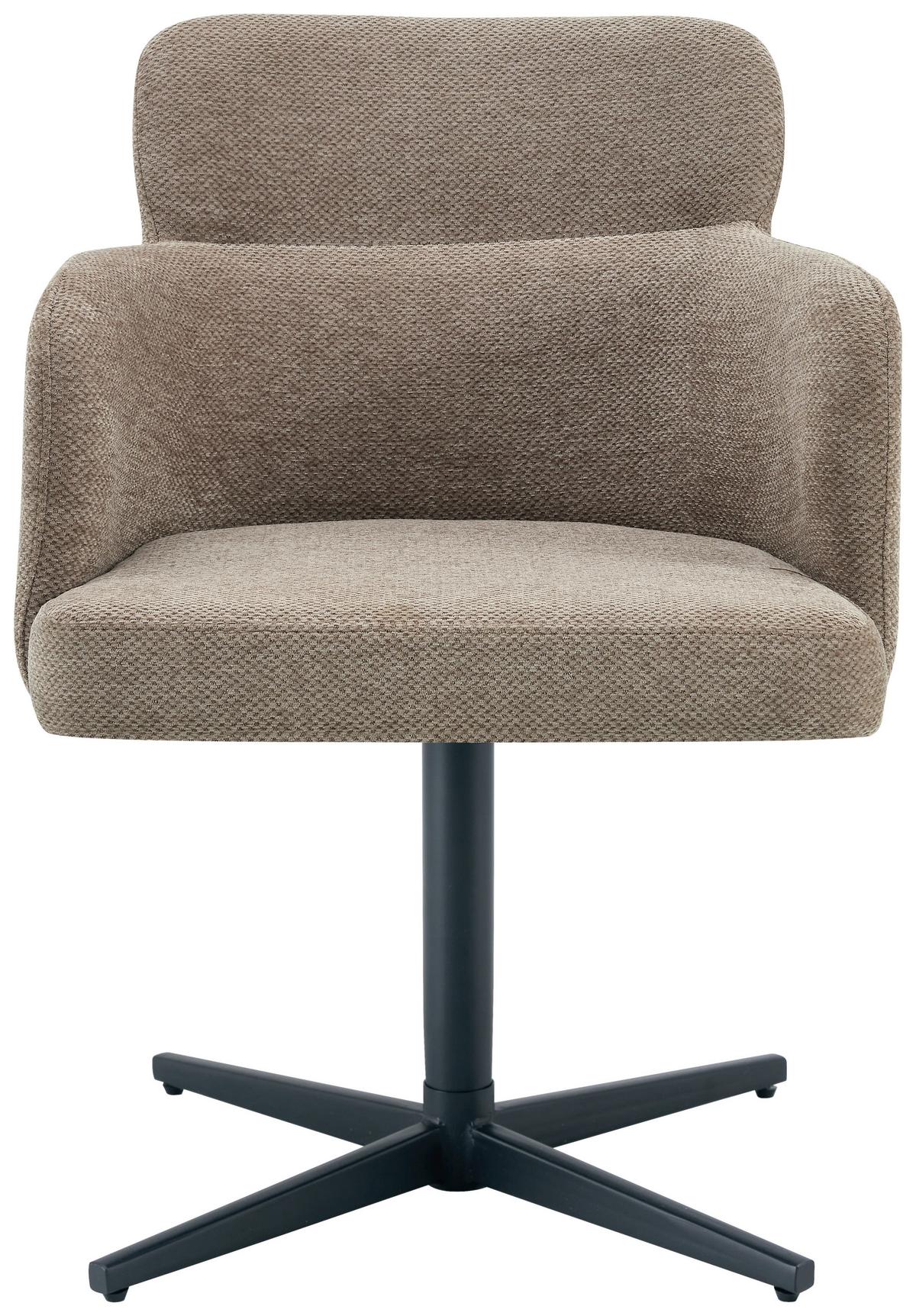 Armlehnstuhl Matteo Webstoff Braun, B: 58,5 Cm - Schwarz/Braun, KONVENTIONELL, Holz/Textil (58,5/85/63cm) - Livetastic