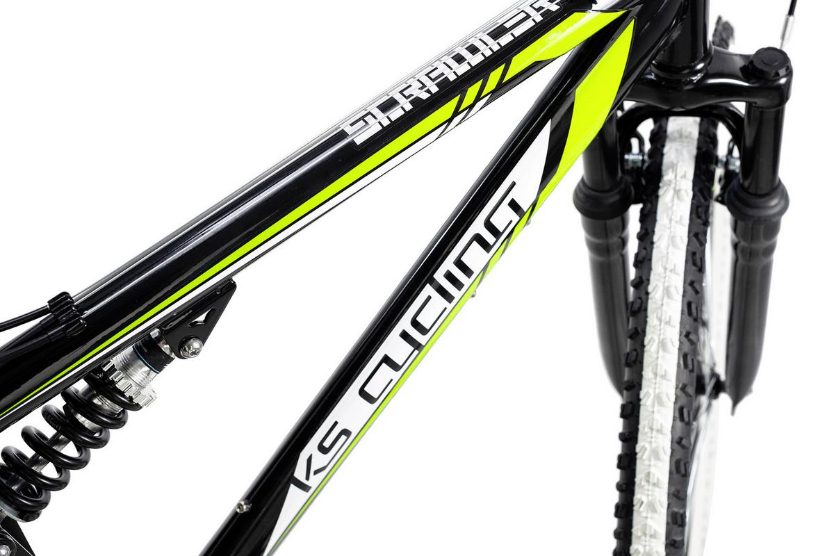 Mountainbike Fully 26 Zoll Scrawler 21 Gänge - Schwarz/Grün, Basics, Metall (180/70cm) - KS Cycling