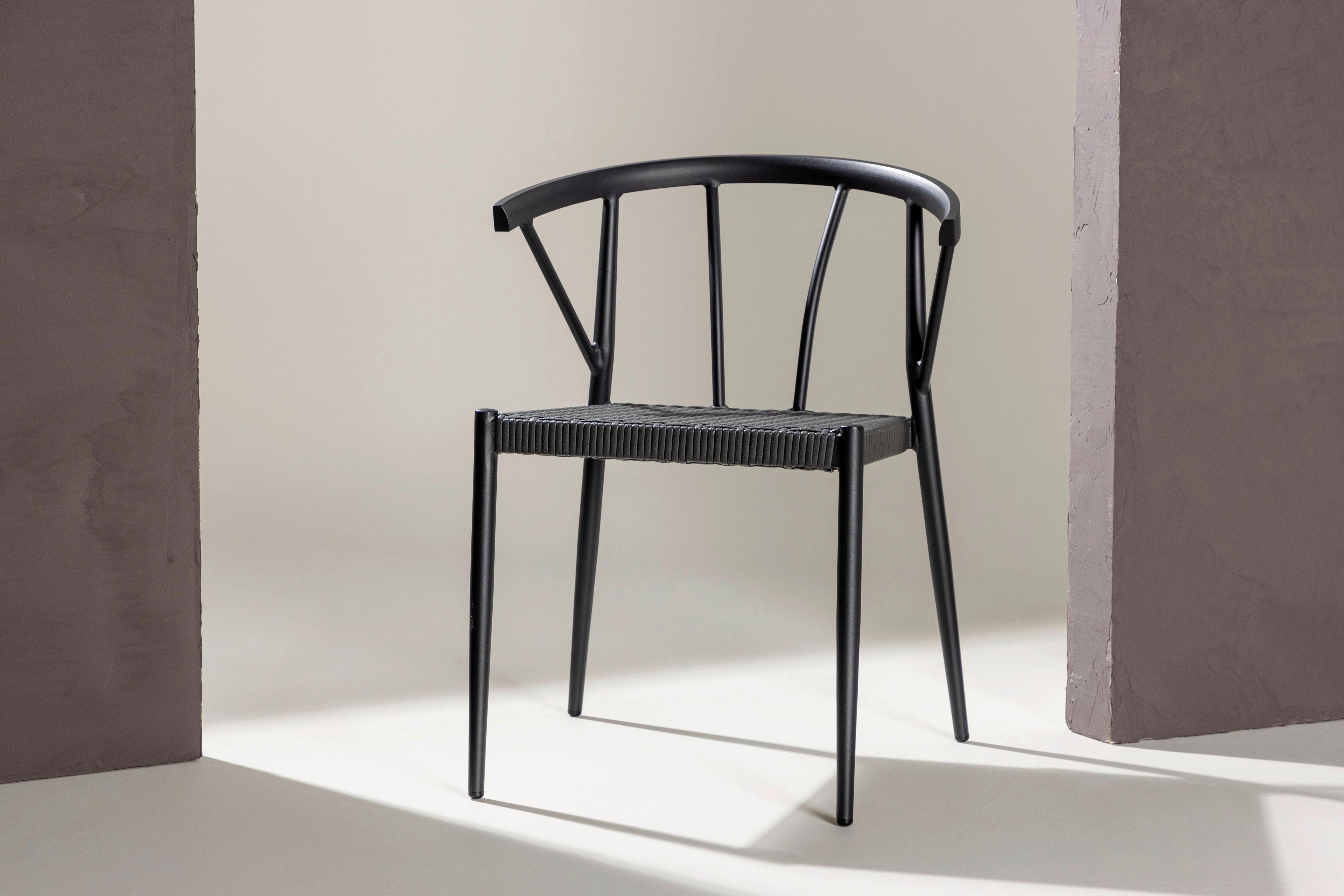 Gartensessel-set 6-tlg. Stina Metall/kunststoff - Schwarz, KONVENTIONELL, Kunststoff/Metall (47/79,5/49cm) - Gardenson