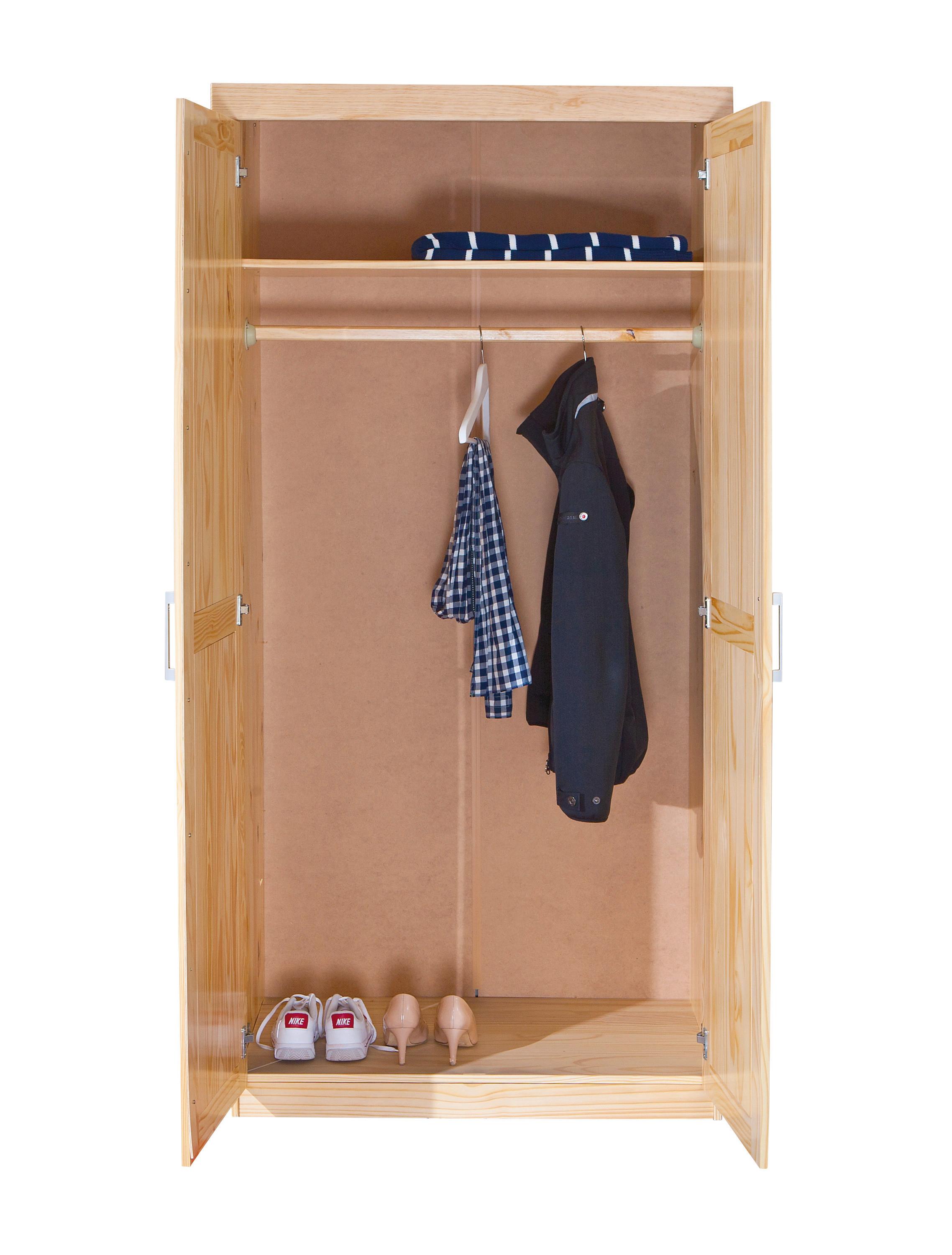 Drehtürenschrank Massiv 95cm Leon, Kiefer - Kieferfarben, LIFESTYLE, Holz (95/190/55cm) - MID.YOU