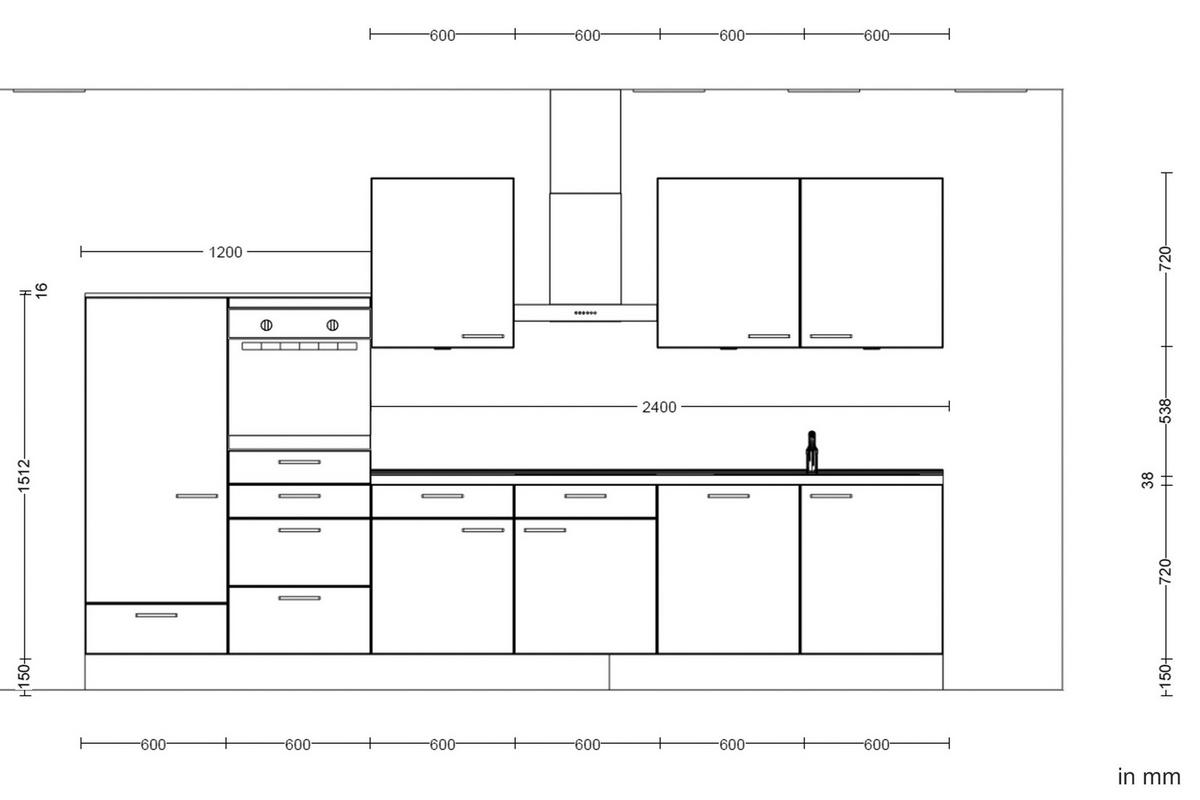 Kuchyňská linka 360 cm, kamenná sivá - šedá/černá, Moderní, kov/kompozitní dřevo (360cm) - Nobilia