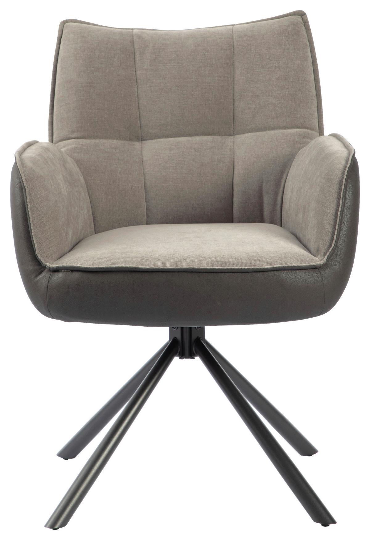 Armlehnstuhl Verona Grau B: 60 cm - Schwarz/Grau, MODERN, Textil/Metall (60ml) - MID.YOU