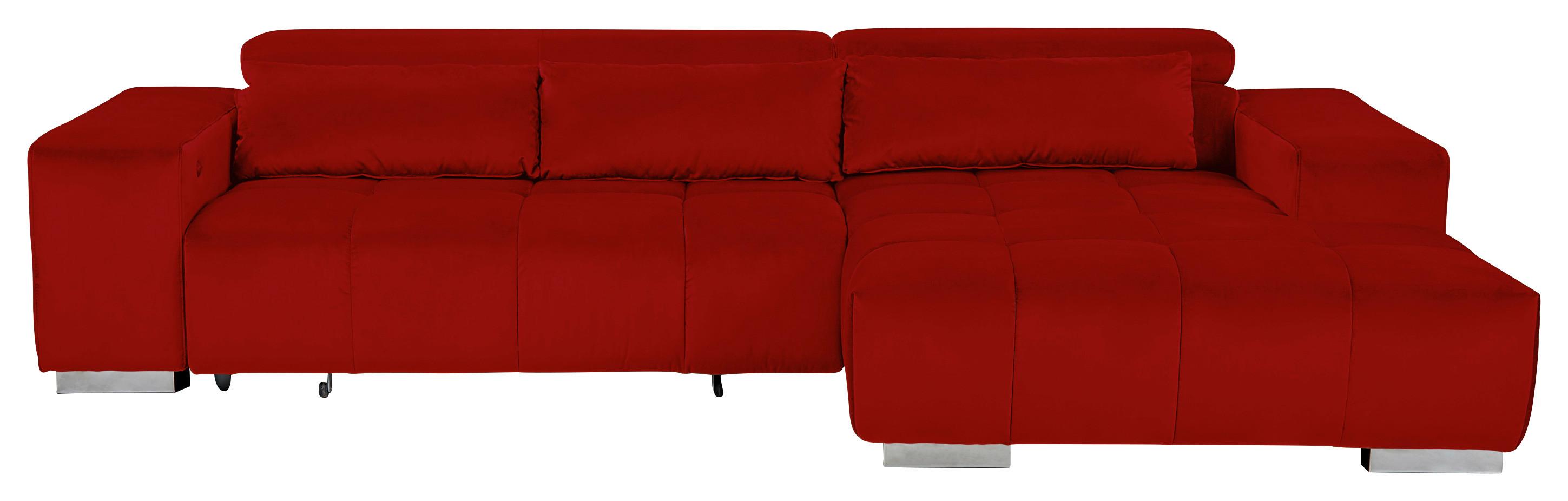 Ecksofa mit Relaxfunktion Orion Kopfstütze Klappbar Rot - Silberfarben/Rot, KONVENTIONELL, Textil (307/186cm) - Livetastic