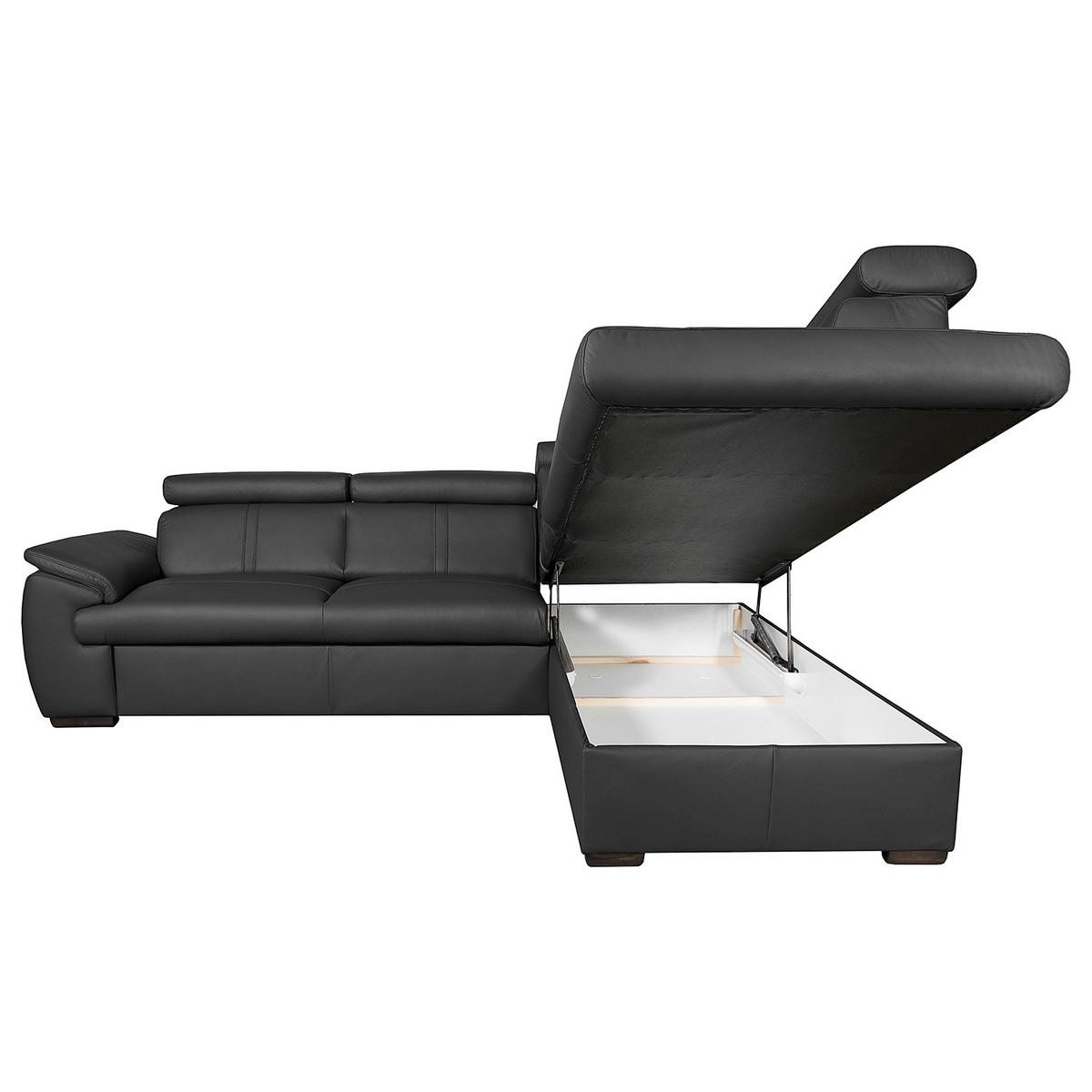 Ecksofa City Schwarz B: 265x211 Cm - Wengefarben/Schwarz, Design, Leder (265/211cm) - Livetastic
