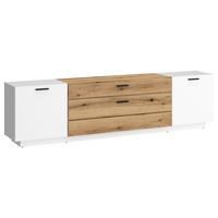 TV-Element Dalano Weiß/Eichefarben B: 201,5 cm - Eichefarben/Schwarz, Trend, Holzwerkstoff (201,5/55,5/51,6cm) - MID.YOU