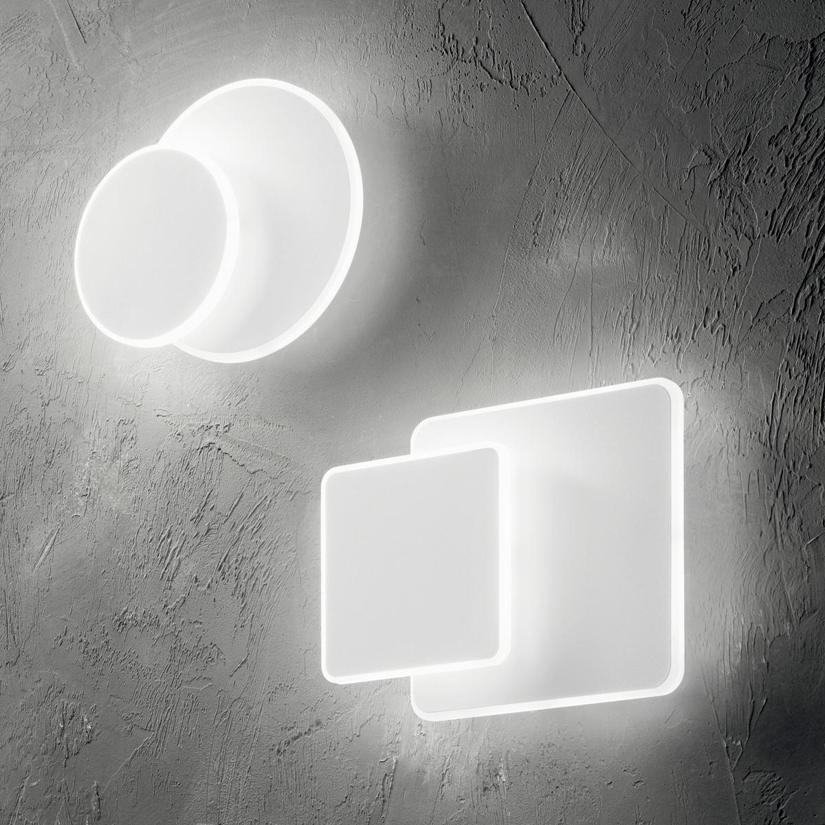 Led-wandleuchte Round Weiß B: 25 Cm - Weiß, Design, Metall (25/25/5cm) - Ideal Lux