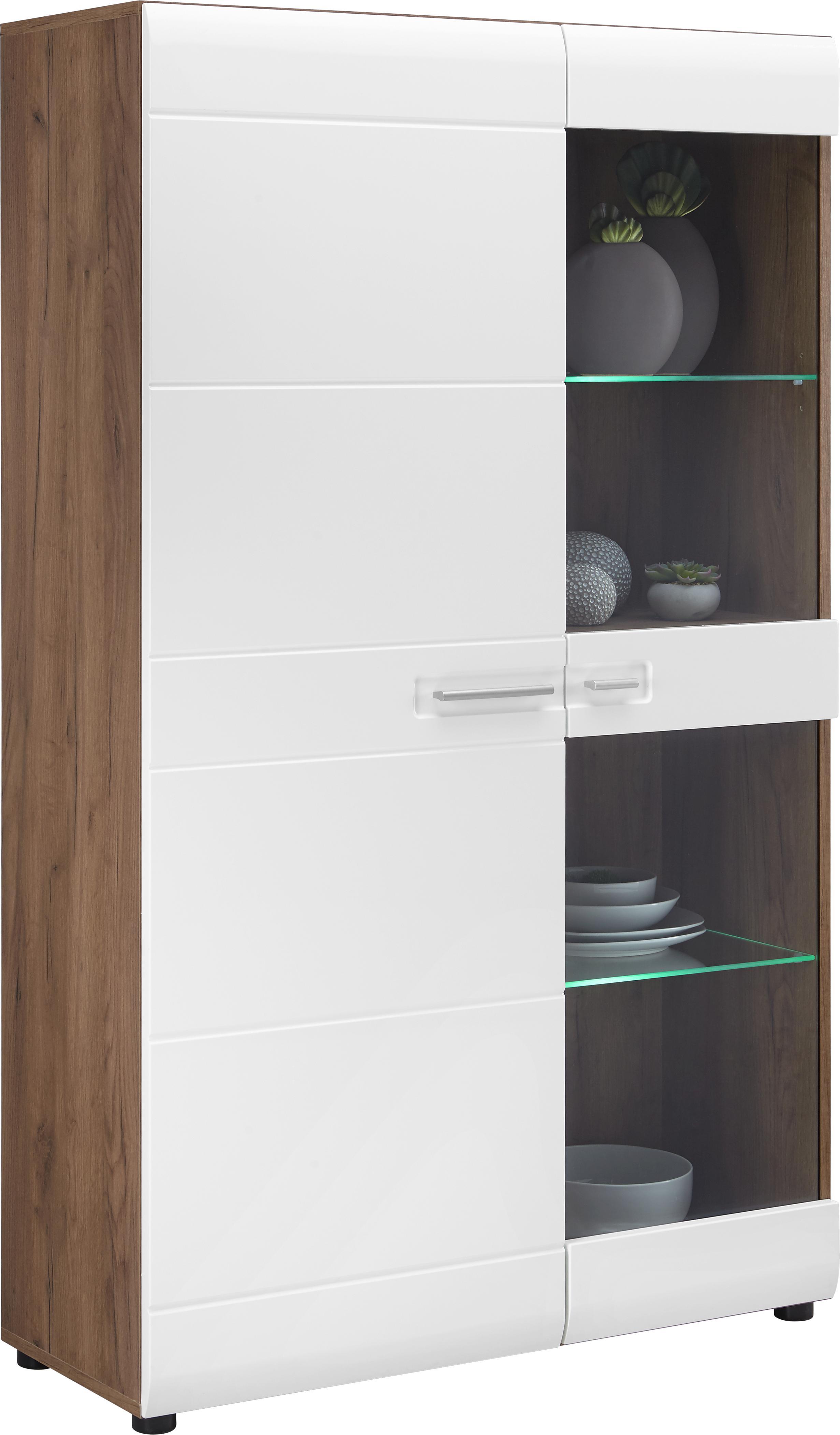 Vitrine Avensis - Eichefarben/Schwarz, MODERN, Glas/Holzwerkstoff (95/155,9/37,1cm) - Luca Bessoni