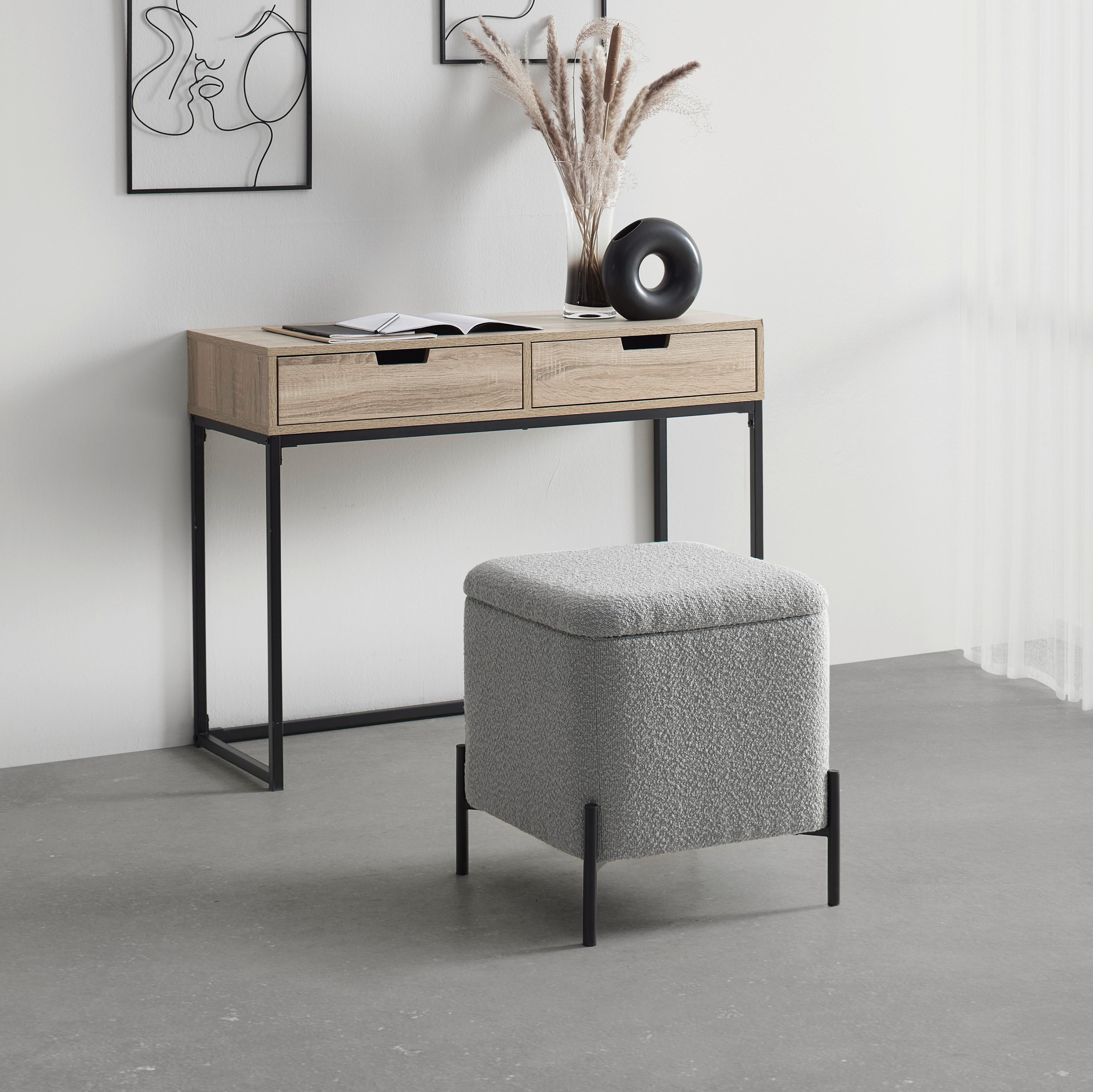 Taburet s úložným priestorom MIXO - čierna/sivá, Modern, kov/kompozitné drevo (43/50/43cm) - Mömax