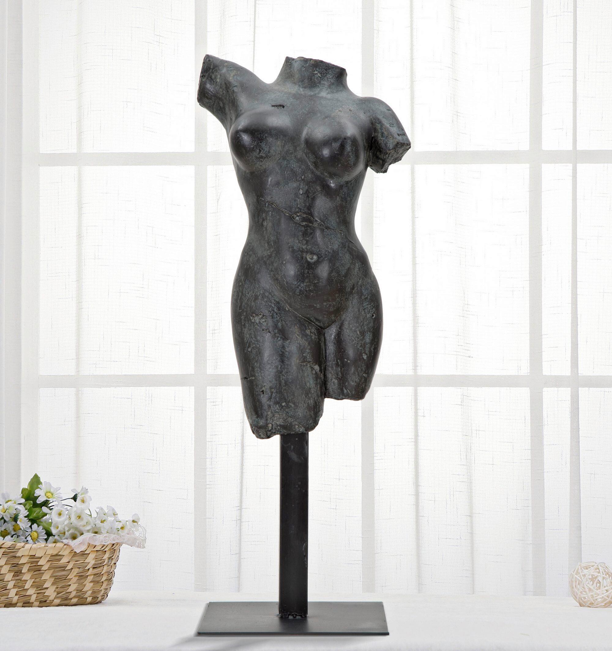 Skultpur Torso Schwarz B: 19 cm - Schwarz, Basics, Kunststoff/Metall (19/50/17cm)