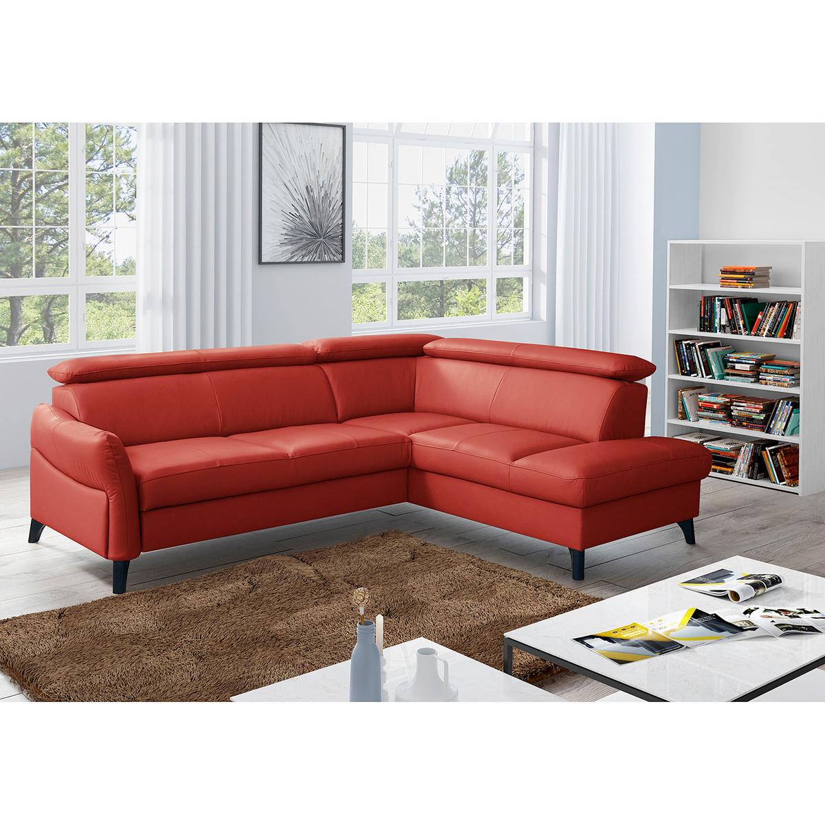 Ecksofa Note New Teilleder 244x199 - Rot/Schwarz, Design, Leder/Textil (244/199cm) - Livetastic