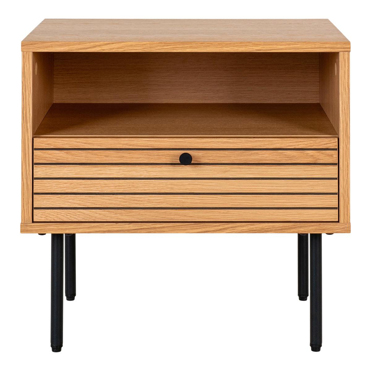 Beistelltisch Kyoto Eiche, L/B/H: 50x40x50cm - Eichefarben/Schwarz, Basics, Holz/Metall (50/40/50cm)