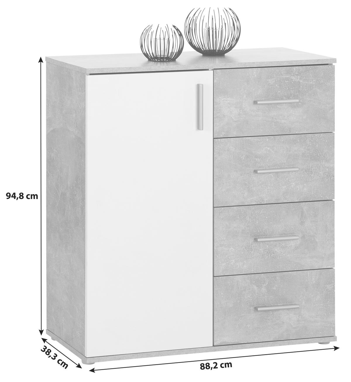 Kommode 88,2 cm Ina 02 Eiche - Eiche Artisan, MODERN, Holzwerkstoff (88,2/94,8/38,3cm)