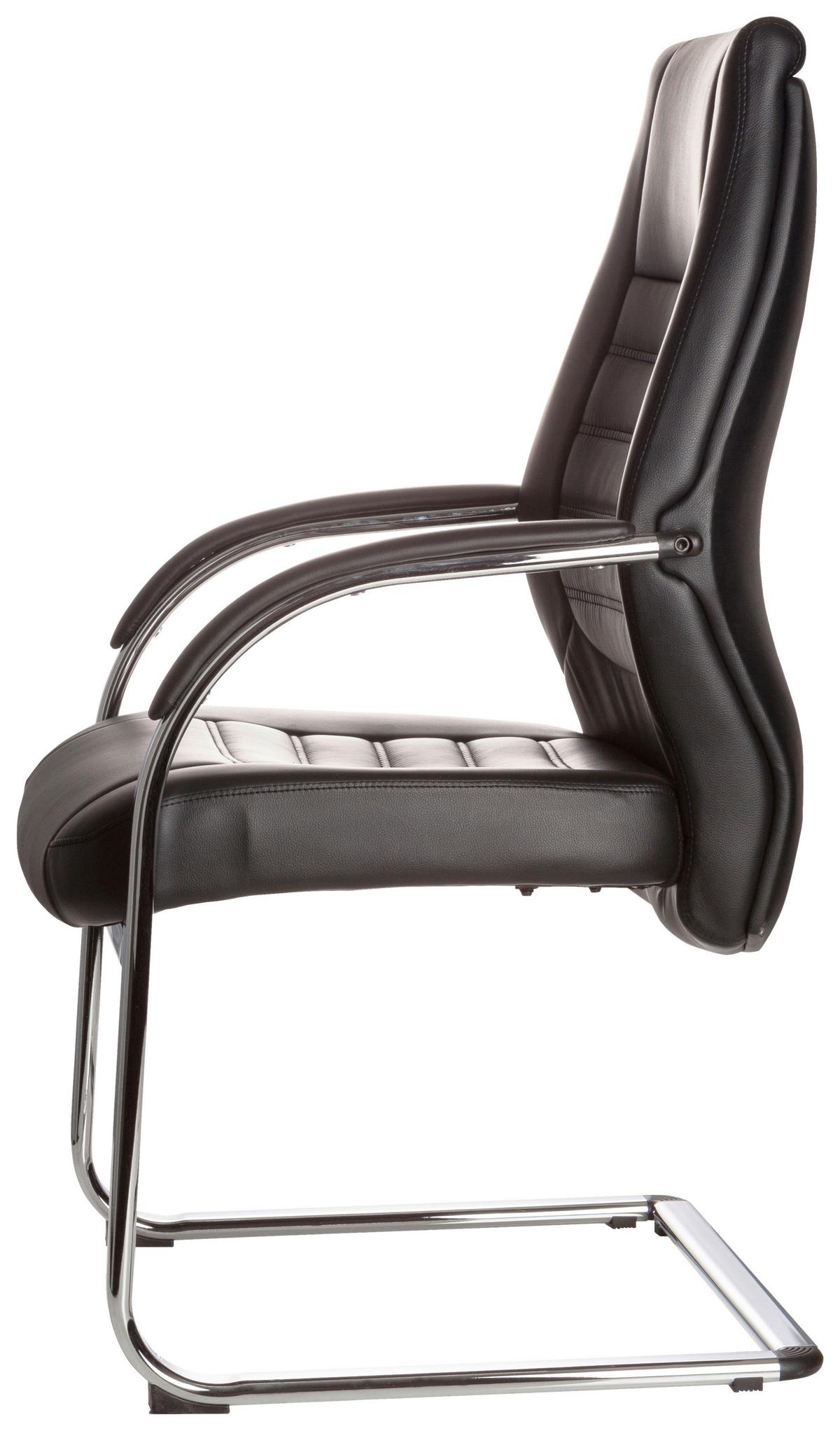 Besucherstuhl Vitoro V Schwarz Bis 150 Kg - Silberfarben/Schwarz, Basics, Textil/Metall (58/107/59cm) - MID.YOU