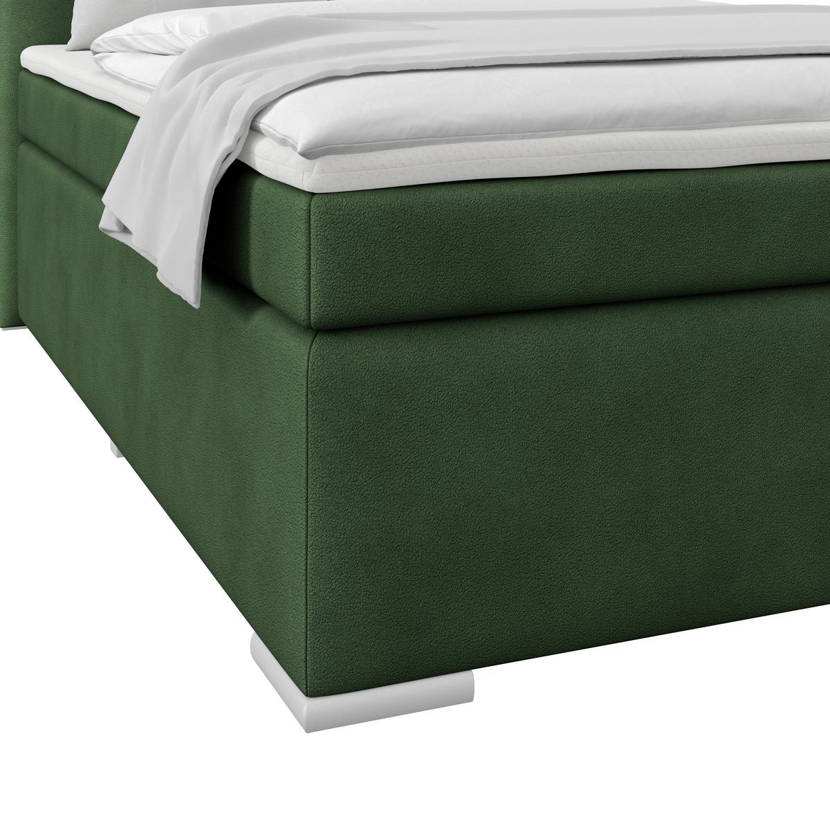 Boxspringbett Mira 1 - Dunkelgrün, Basics, Holz/Kunststoff (120/200cm)