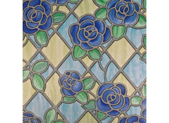 Glasdekorfolie Blumenmosaik - Blau/Grün, Kunststoff (67,5/200cm) Glasdekorfolie Blumenmosaik - Blau/Grün, Kunststoff (67,5/200cm)