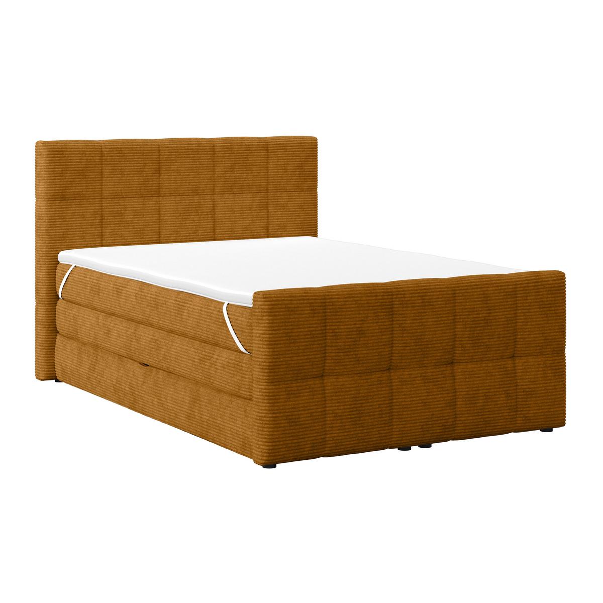 Boxspringbett Mit Topper & Bettkasten 140x200 Medino - Senfgelb, KONVENTIONELL, Holz/Holzwerkstoff (140/200cm)