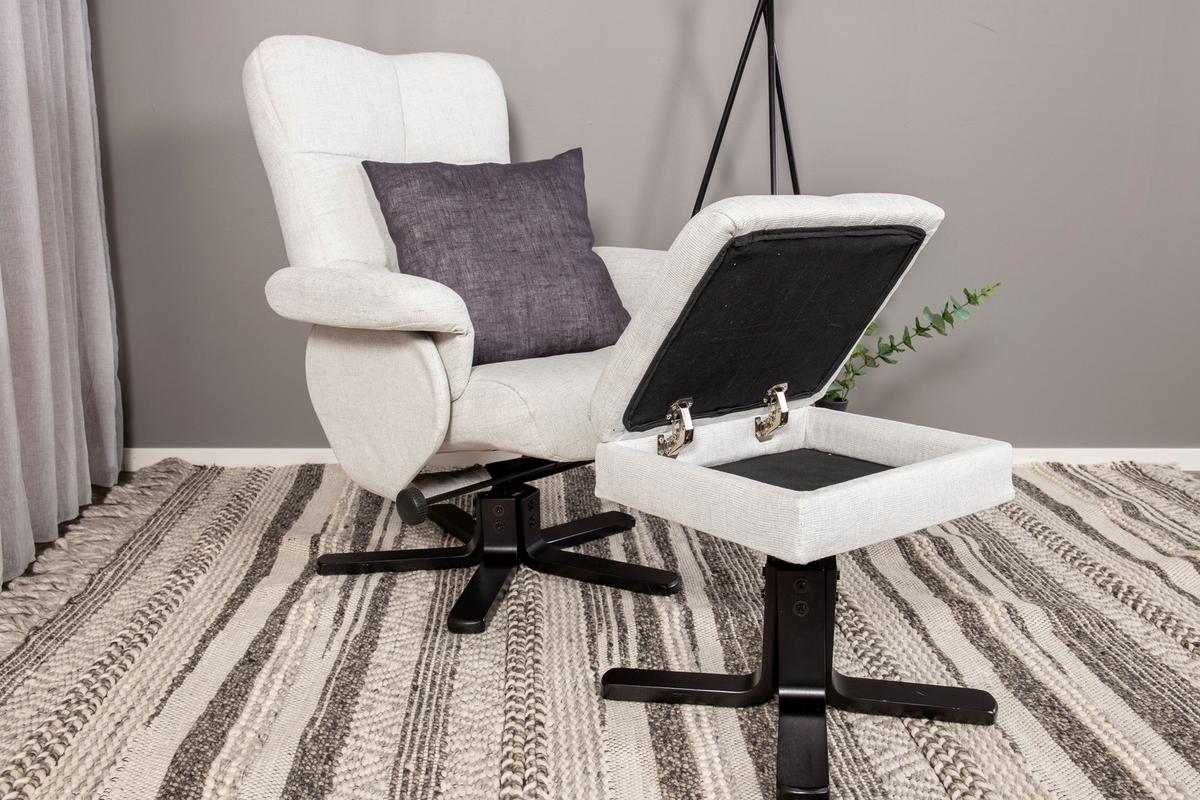 Relaxsesselset Sven - Schwarz/Weiß, Design, Textil/Metall (78/101/90cm) - Livetastic