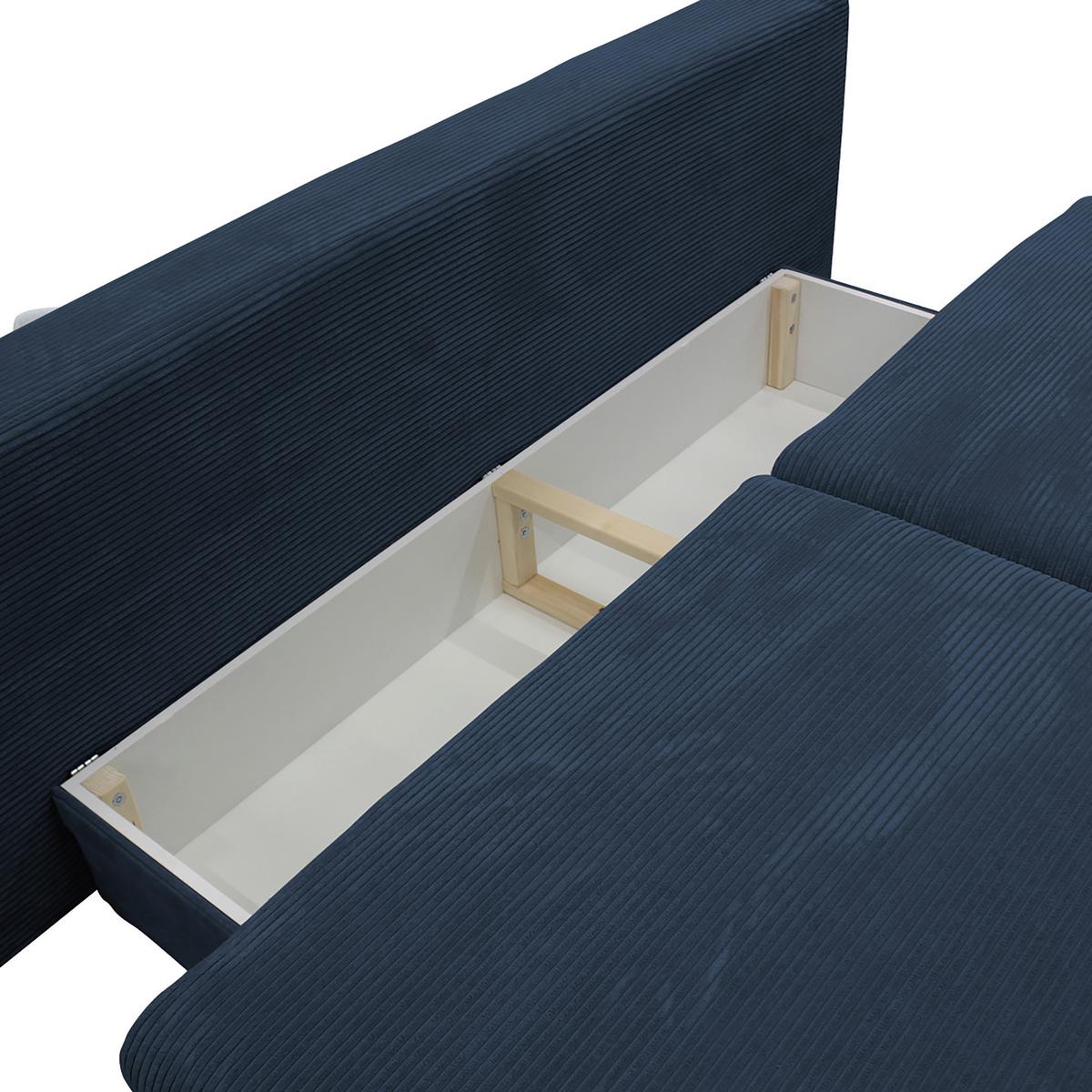 2-Sitzer-Sofa mit Schlaffunkt. Fiore und Bettkasten Blau - Schwarz/Dunkelblau, Design, Textil (202/85/99cm) - P & B