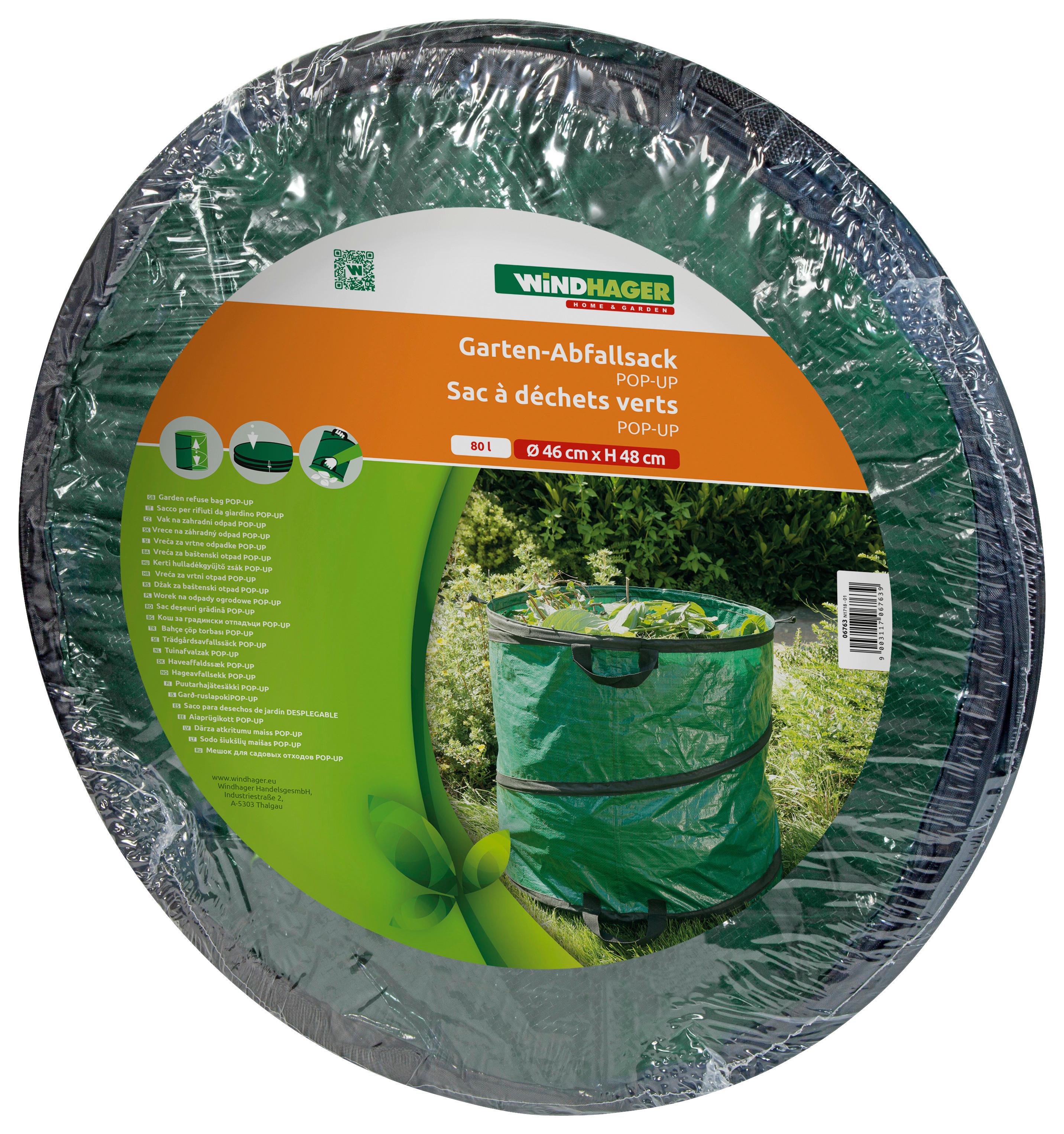 Gartenabfallsack 120 l ⌀ 50 cm, faltbar, Tragegriff - Grün, Basics, Kunststoff (50/60cm)