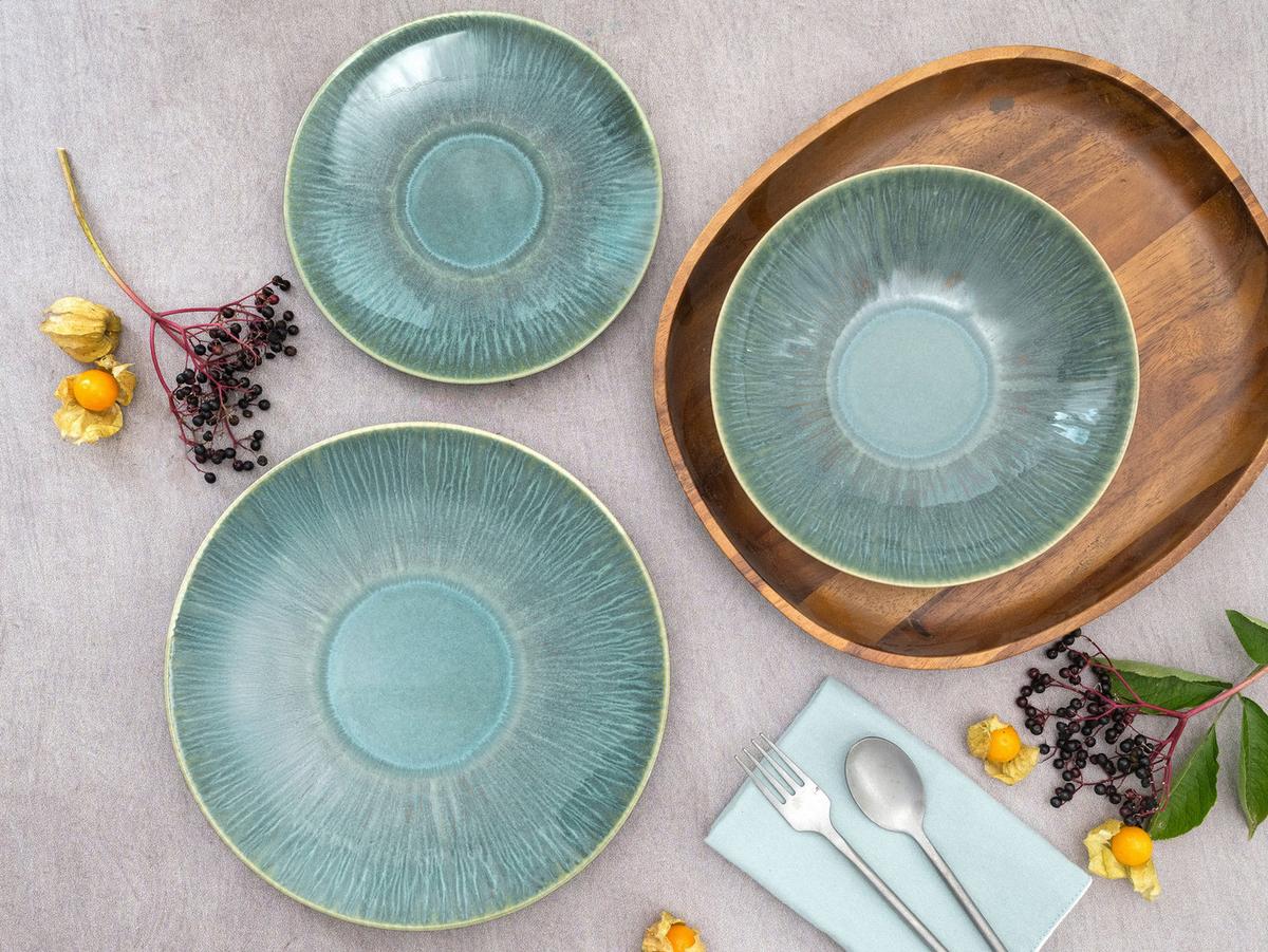 Tafelservice Steingut 4 Personen Geschirr Set - Grün, Basics, Keramik (43/40/37cm) - Creatable