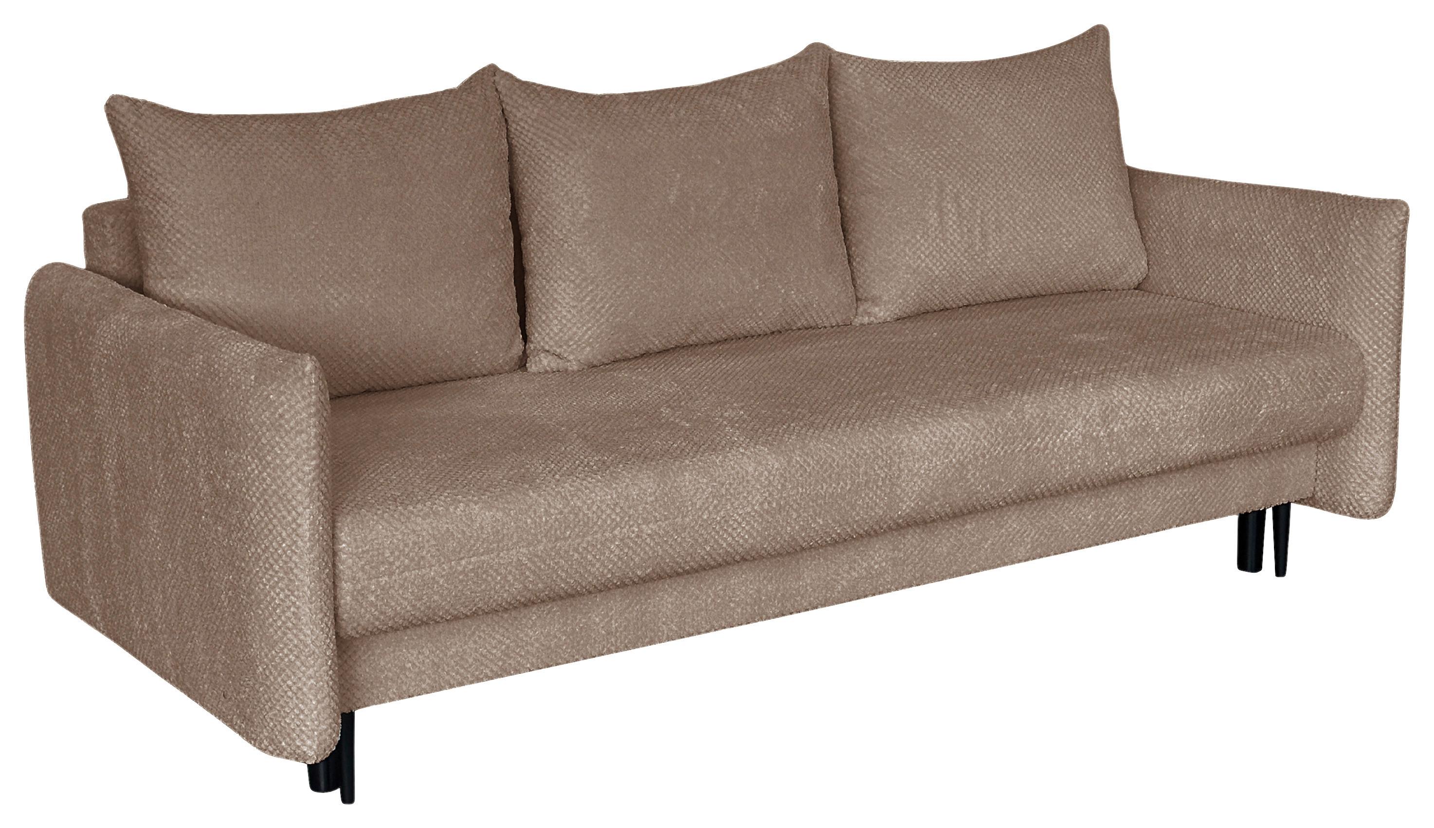 Schlafsofa Mit Bettkasten Rose Taupe B: 218 Cm - Taupe/Schwarz, Design, Textil (218/96/102cm) - MID.YOU