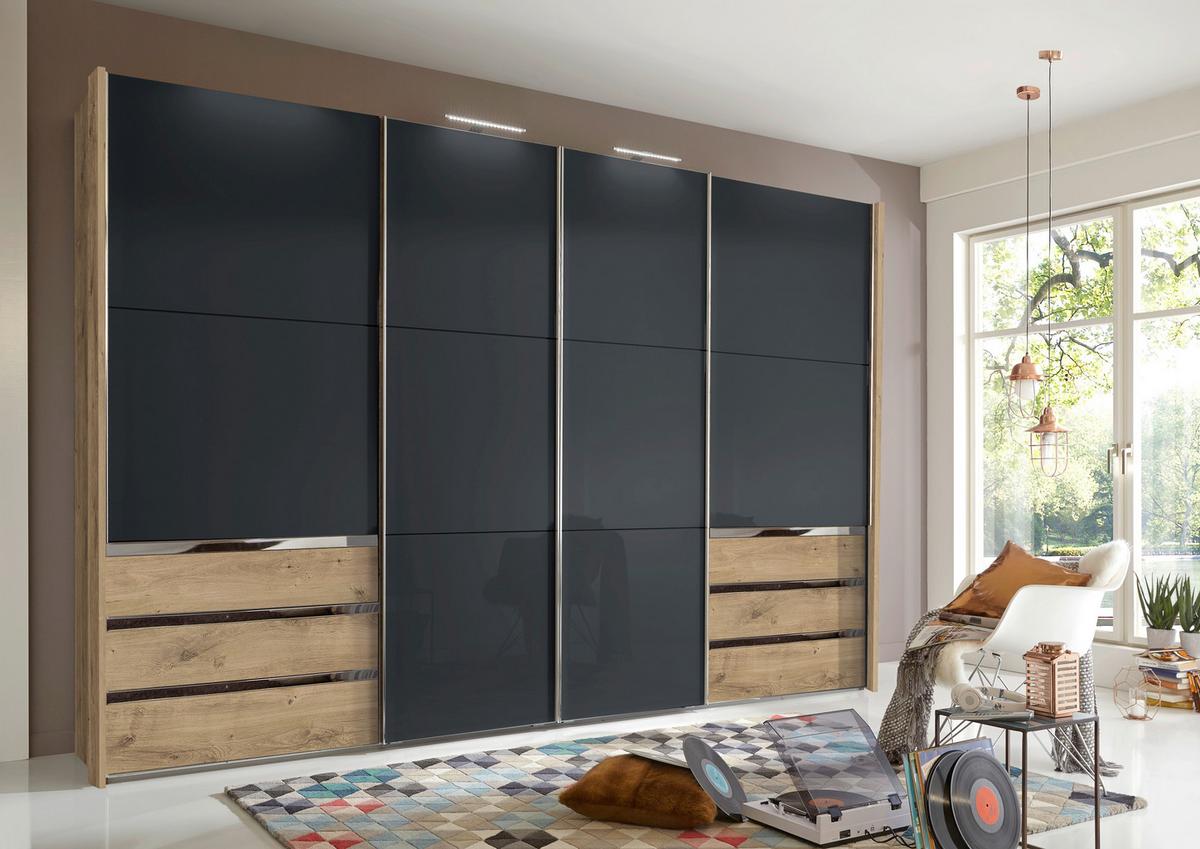 Schwebetürenschrank B: 300 Cm Level 36c Grau/eiche Dekor - Eichefarben/Grau, MODERN, Holzwerkstoff (300/236/65cm) - MID.YOU