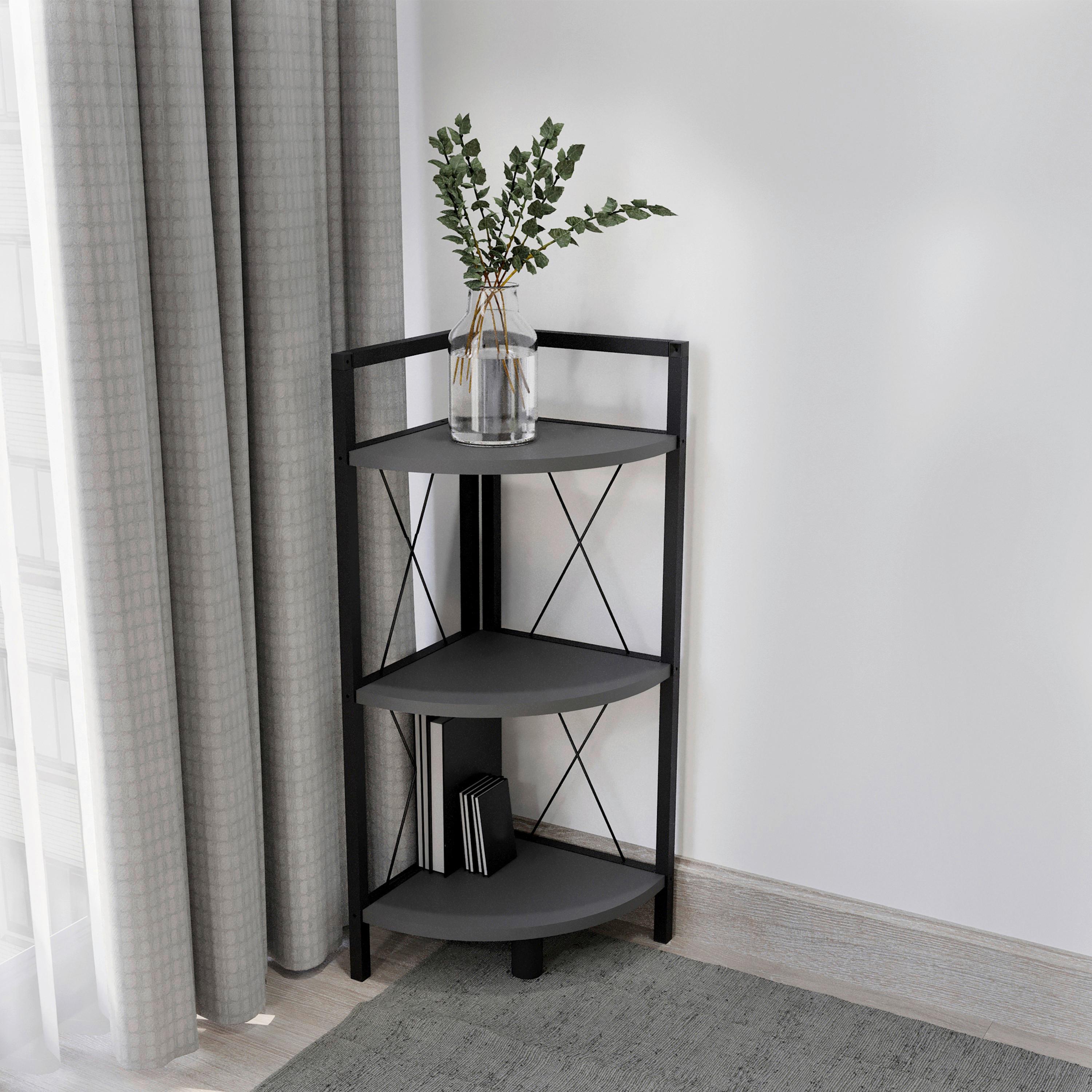 ROHOVÝ REGÁL INSASI 2 ECKREGAL - čierna/antracitová, Design, kov/kompozitné drevo (34/87/34cm) - MID.YOU