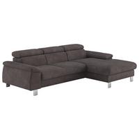 Ecksofa Micky, Anthrazit S: 244x166 cm - Chromfarben/Anthrazit, Design, Textil (244/166cm) - Livetastic